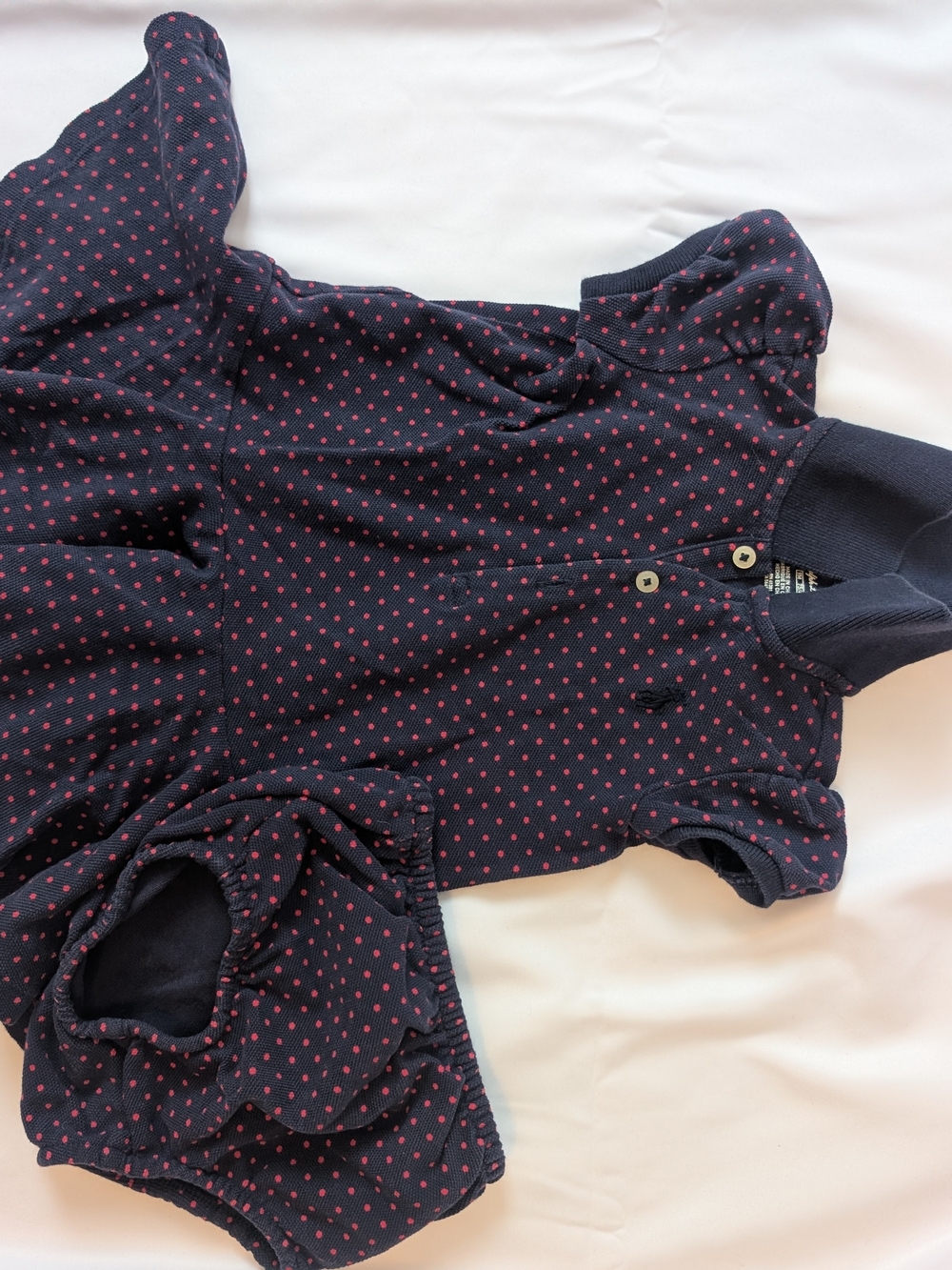 Ralph Lauren Navy Knit Polo Dress with Pink Flecks